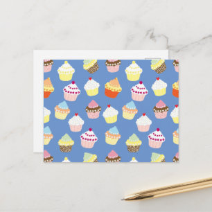 Lekkere versierde verjaardagscupcakes briefkaart