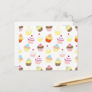 Lekkere versierde verjaardagscupcakes briefkaart