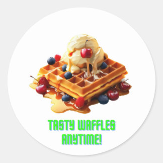 Lekkere wafel: Gouden en knapperige wafels Ronde Sticker