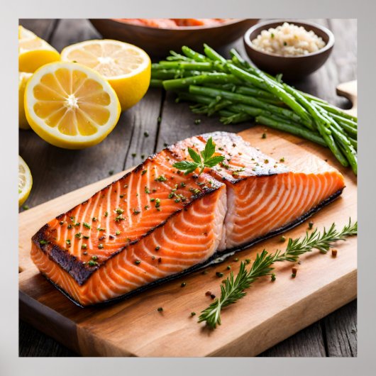 Lekkere zalm steak poster (Voorkant)