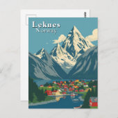 Leknes, Noorwegen Mountain Art Briefkaart (Voorkant / Achterkant)