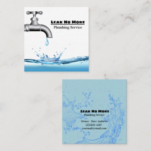 Lekpijp waterplaspgeleider vierkante visitekaartje (Voorkant / Achterkant)