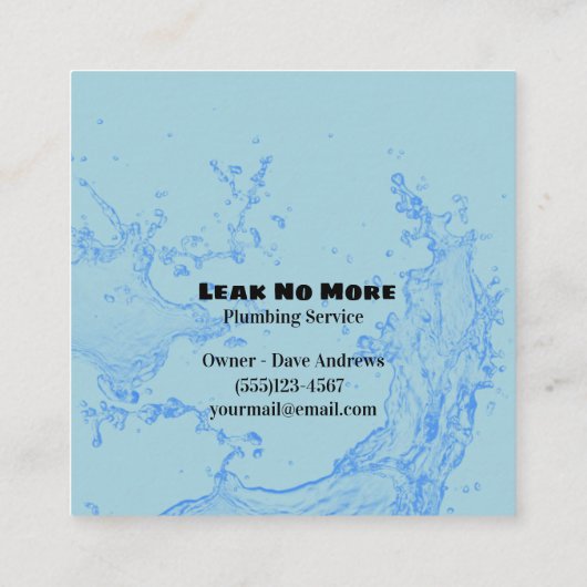 Lekpijp waterplaspgeleider vierkante visitekaartje (Achterkant)