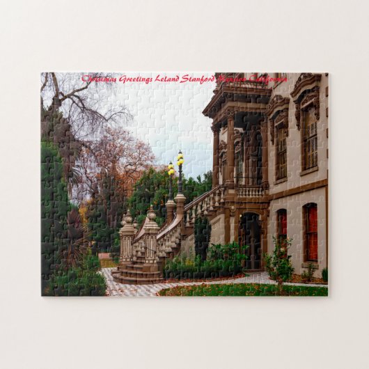 Leland Stanford Mansion. Kerstgroeten Legpuzzel (Horizontaal)