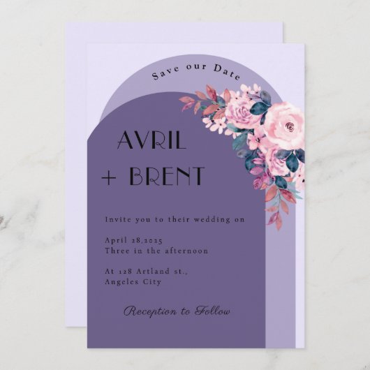 L'élégance en fleurs : Un design Faire-part de mar (Devant / Derrière)