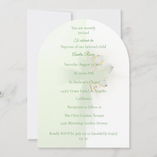 L'élégance florale croise invitation au baptême (Devant)