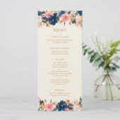 L'élégance sauvage | Menu Floral Blush & Gold Navy (Debout devant)