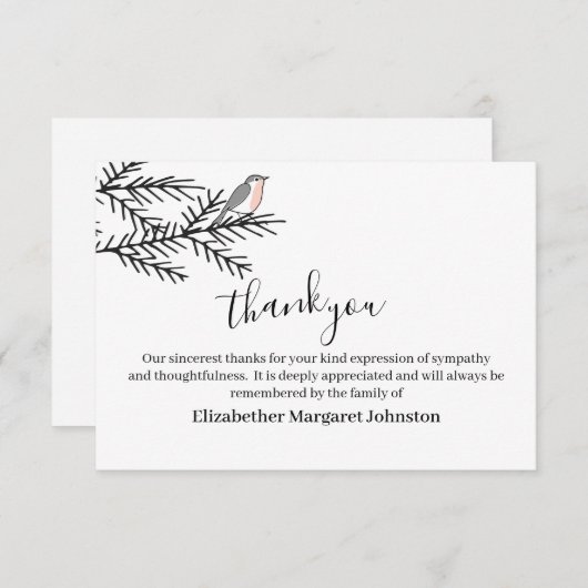 L'Élégant Merci funéraire de Robin Bird (Devant / Derrière)
