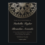 L'Elégant Solar Mandala Wedding Invitations Gold<br><div class="desc">Élégant Solar Mandala Wedding Invitations Gold. Mandala de motifs damassés complexes avec superposition de faux feuilles d'or. Vous pouvez changer la couleur du arrière - plan à ce que vous voulez. Vous pouvez également déplacer,  faire pivoter et redimensionner les mandala(s) comme vous le souhaitez.</div>
