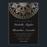 L'Elégant Solar Mandala Wedding Invitations Gold<br><div class="desc">Élégant Solar Mandala Wedding Invitations Gold. Mandala de motifs damassés complexes avec superposition de faux feuilles d'or. Vous pouvez changer la couleur du arrière - plan à ce que vous voulez. Vous pouvez également déplacer,  faire pivoter et redimensionner les mandala(s) comme vous le souhaitez.</div>