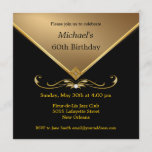 L'élégante Gold Black 60th Brithday Invitations<br><div class="desc">Mens Black & Gold 60th Adult Birthday Party et invitations spéciales pour les célébrations d'étape. Élégante image de pierre de taille dorée.  Les illustrations ne sont PAS RÉELLES,  ce sont des images imprimées sur les cartes.</div>