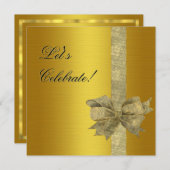 L'élégante invitation à l'or avec Bow (Devant / Derrière)