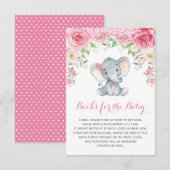 L'éléphant floral rose de bébé apportent une carte (Devant / Derrière)