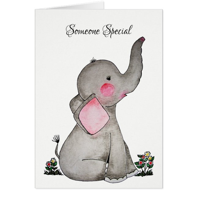 L'éléphant mignon de bébé d'aquarelle avec (Devant)