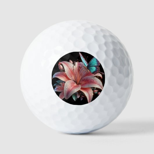 Lelie Bloem & Vlinder Golfballen (Voorkant)