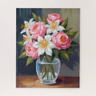 Lelie en Roos Boeket Bloemenschildering in Water Legpuzzel