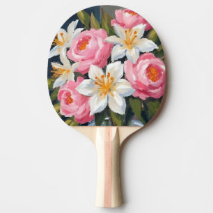 Lelie en Roos Boeket Bloemenschildering Vaas Tafeltennisbatje