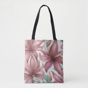 Lelie Roze Aquarel Bloemen Draagtas