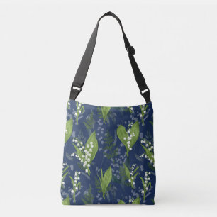 Lelie van de Vallei Donkerblauwe achtergrond Crossbody Tas