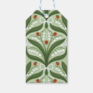 Lelie van de vallei en lieveheersbeestjes symmetri cadeaulabel