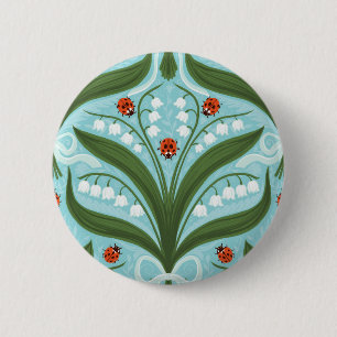 Lelie van de vallei en lieveheersbeestjes symmetri ronde button 5,7 cm
