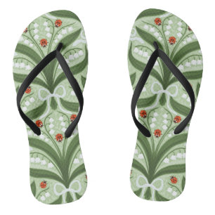 Lelie van de vallei en lieveheersbeestjes symmetri teenslippers