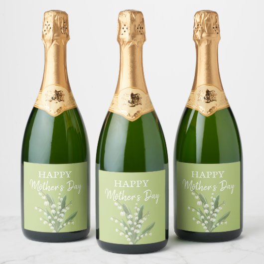 Lelie van de Vallei Moederdag Sparkling Wijnetiket (Flessen)
