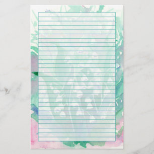 Lelie van de Valley Waterverf Flowers Green Lined Briefpapier