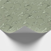 Lelie van het Vallei Patroon Geschilderd  Groen Cadeaupapier (Hoek)