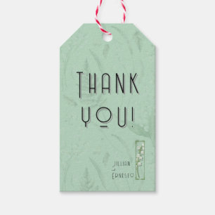 Lelie van Vallei Zacht Groen Dank U met graphics Cadeaulabel