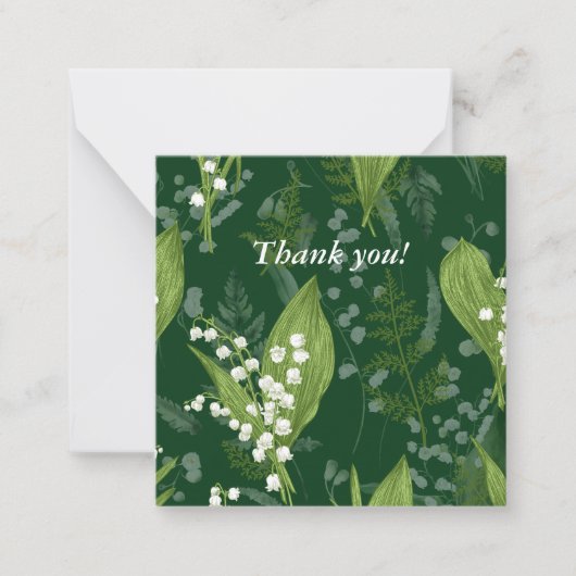 Lelie van Valley met varens || Donkergroene lege b Notitiekaartje (Voorkant)