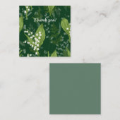 Lelie van Valley met varens || Donkergroene lege b Notitiekaartje (Voorkant / Achterkant)