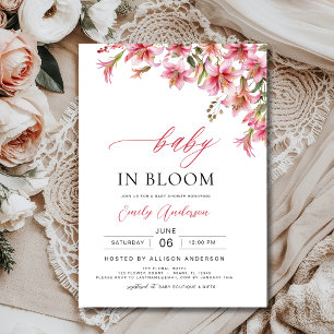 Lelies Baby in Bloom Floral Girl's Baby shower Kaart