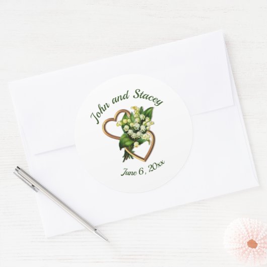 Lelies en hart romantisch ronde sticker (Envelop)