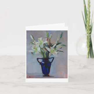 "Lelies in Blauw" - witte lelies in een blauwe Kaart