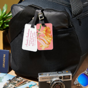 Lelies oranje roze fine art bagage label