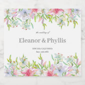 Lelies Waterverf bruiloft Sparkling Wijnetiket (Enkel label)