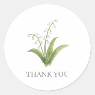 Lelietje-van-dalen bloemschildering bedankt ronde sticker