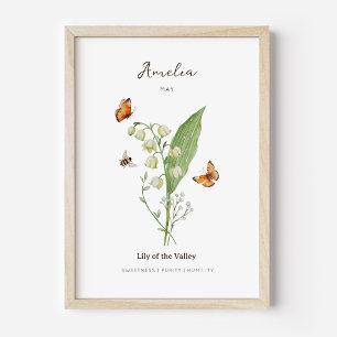 Lelietje-van-dalen geboortemaand bloem poster
