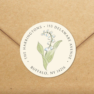 Lelietje-van-dalen Ivoor Bloemens Retouradres Ronde Sticker