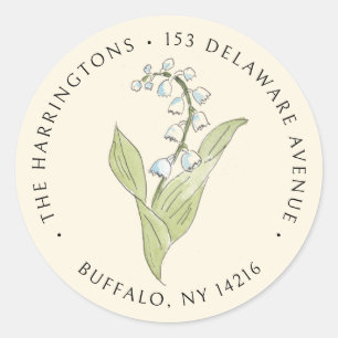 Lelietje-van-dalen Mei Bloem Retouradres Ronde Sticker