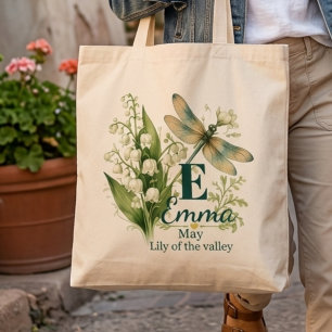 Lelietje-van-dalen-monogram Drago-mei-geboortebloe Tote Bag