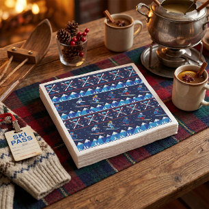 Lelijk kerst-ski-patroon Vakantie  Servet