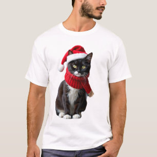 Lelijk Kerstmis Zwarte Kat Kerstman Hoed Sjaal Vak T-shirt