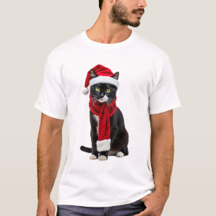 Lelijk Kerstmis Zwarte Kat Sinterklaas Hoed Sjaal T-shirt