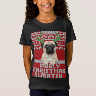 Lelijk kerstpatroon Schattige Pug Pugly Christmas  T-shirt