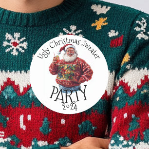 Lelijk Kersttrui Feestje Ronde Sticker