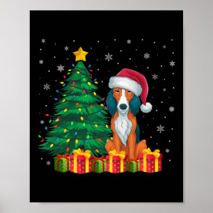 Lelijke Amerikaanse Foxhound Santa Hat kerstverlic Poster