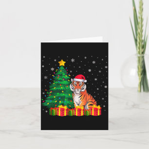 Lelijke Bengaalse Tijger Kerstman Hoed Kerstboom L Kaart