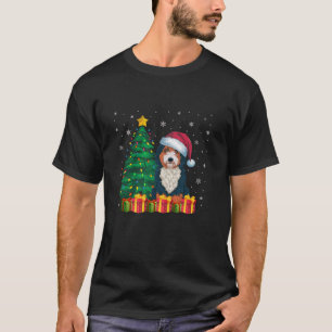 Lelijke Bernedoodle Santa Hat Kerstverlichting Dog T-shirt